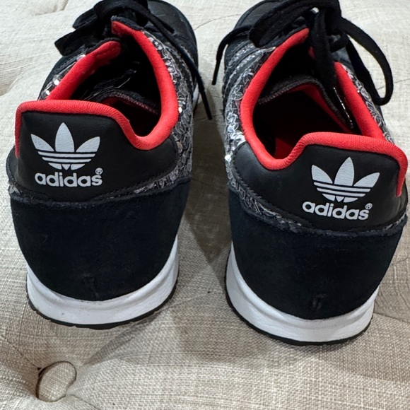 Adidas Women's Black and Red Paisley Sneakers - Picture 3 of 6